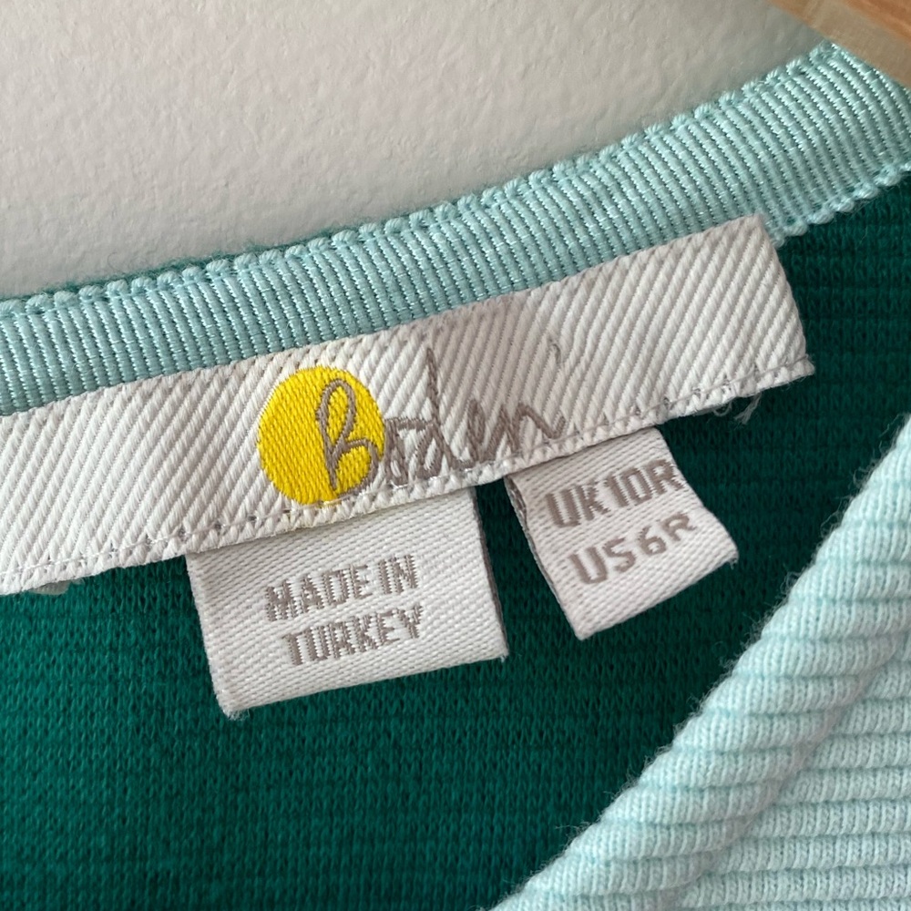 Boden Green and Light Blue Scalloped Sheath Dress - Picture 3 of 5